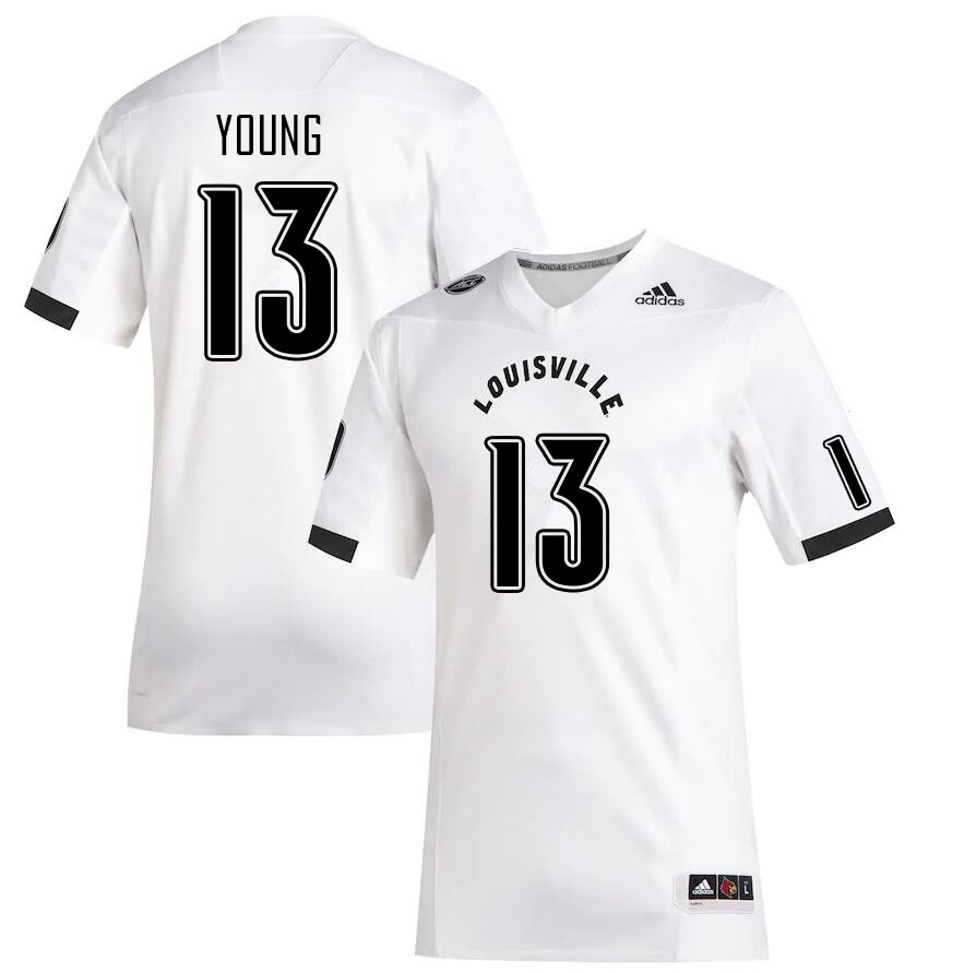 Men #13 Sam Young Louisville Cardinals College Football Jerseys Sale-White - Click Image to Close